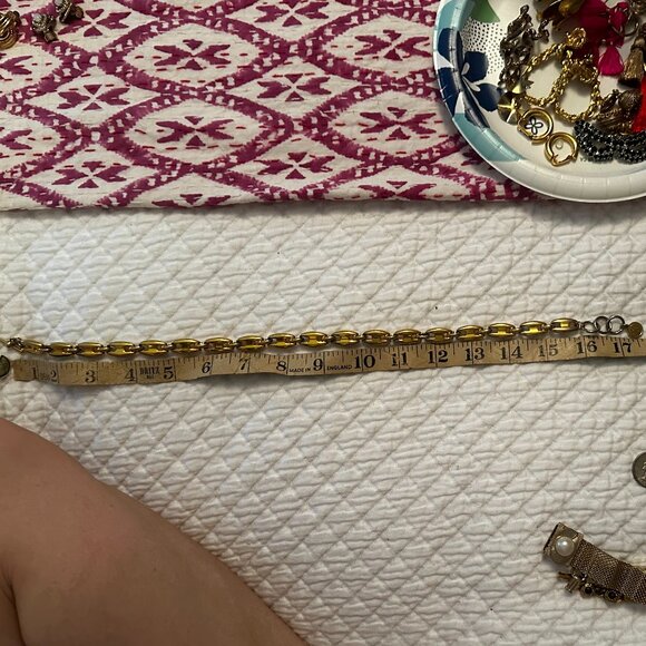 1990s Signed Anne Klen Gold Tone Mariner Link Necklace - Picture 6 of 6